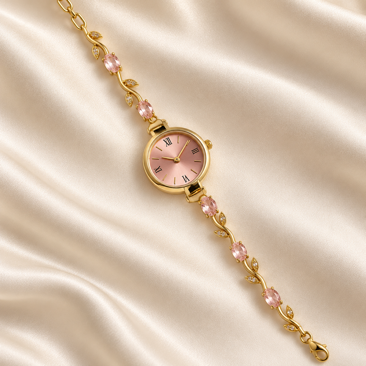 Rose Blush Tulip Watch – Gold Floral