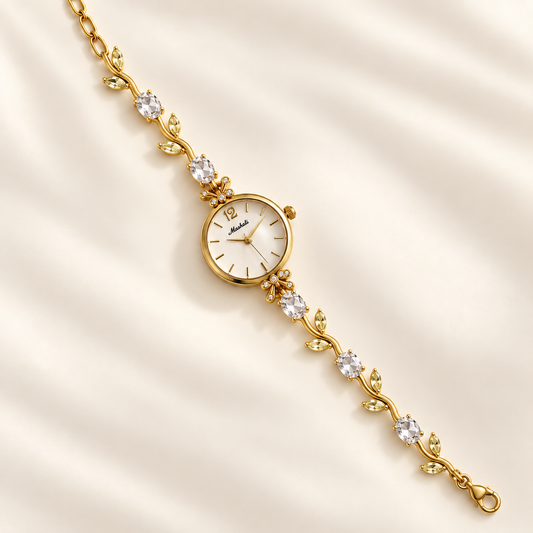 Crystal Champagne Tulip Watch – Gold Elegant