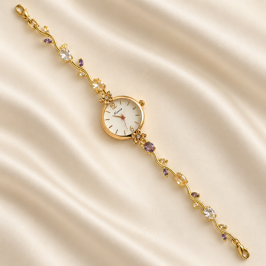 Amethyst Champagne Tulip Watch – Gold Gemstone