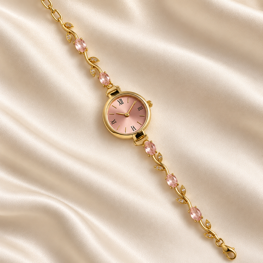 Rose Blush Tulip Watch – Gold Floral